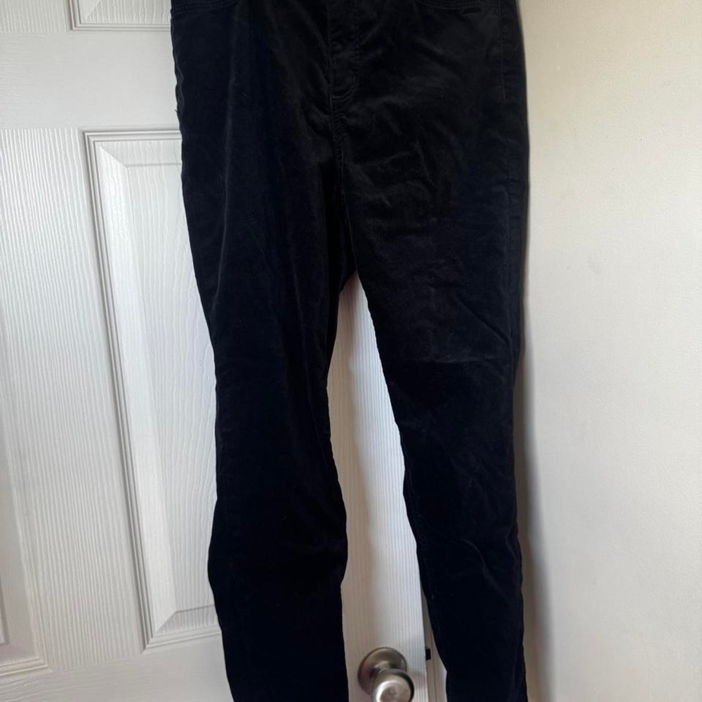 Loft Womens Black Velvet Skinny Pants Size 8 29 Slim Fit 5-Pocket Trousers